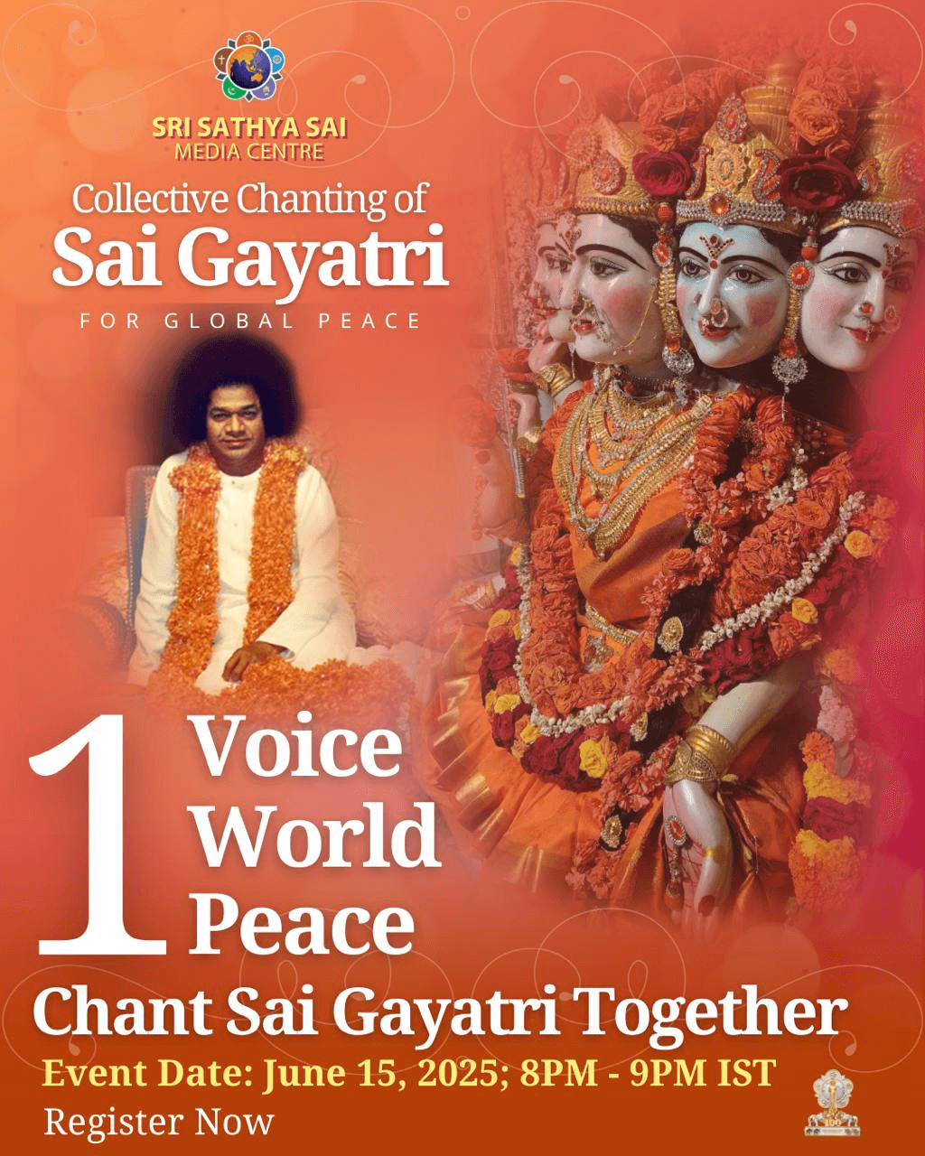 Canto colectivo de Sai Gayatri por la paz y la armonía mundial | Domingo 15 de junio de 2025, de 16 a 16:45h